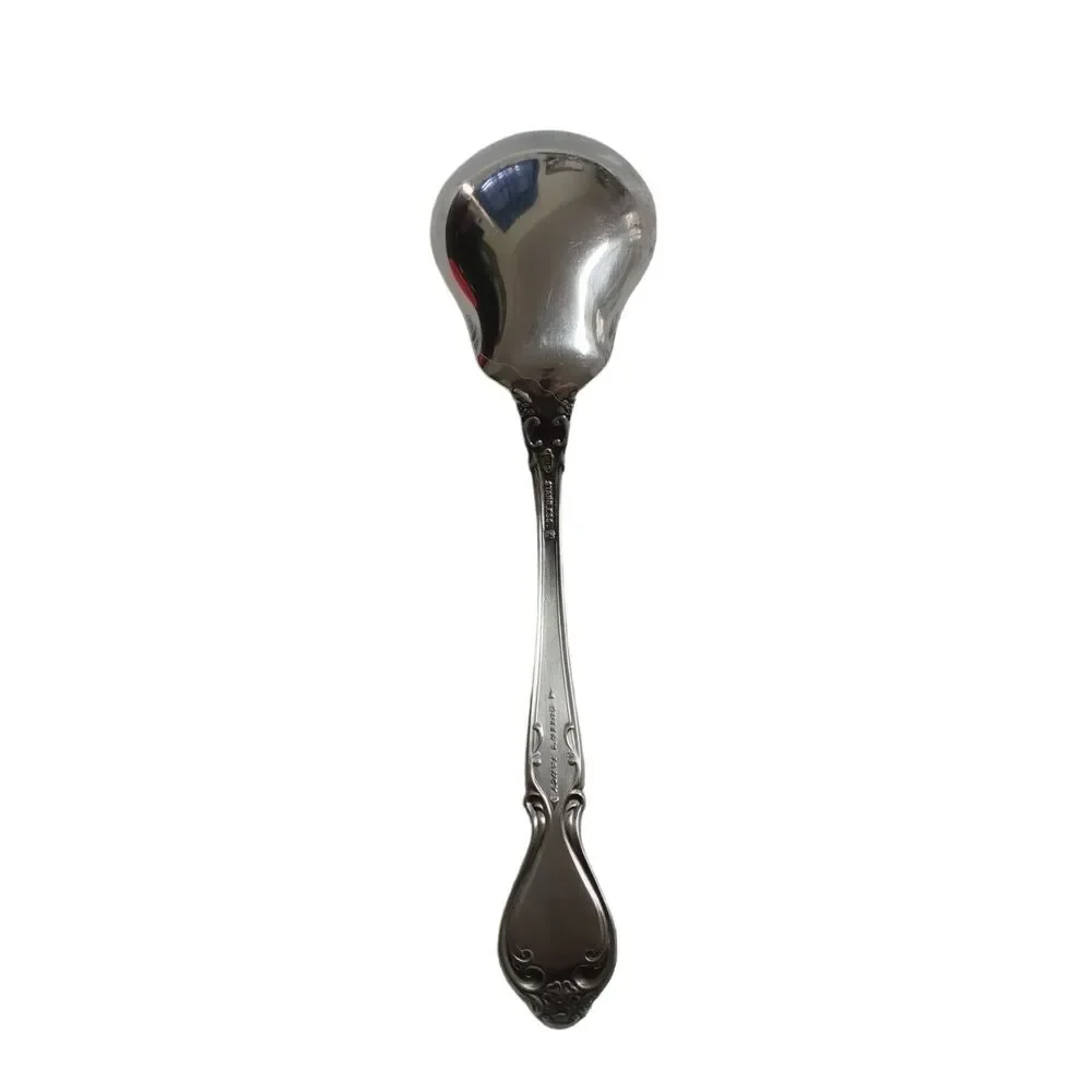 Vintage Lyons Queen Fancy Sugar Spoon Stainless Steel Black Accent 6